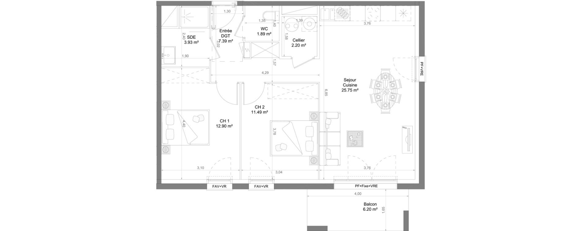 Appartement T3 de 65,55 m2 &agrave; Casteljaloux Centre