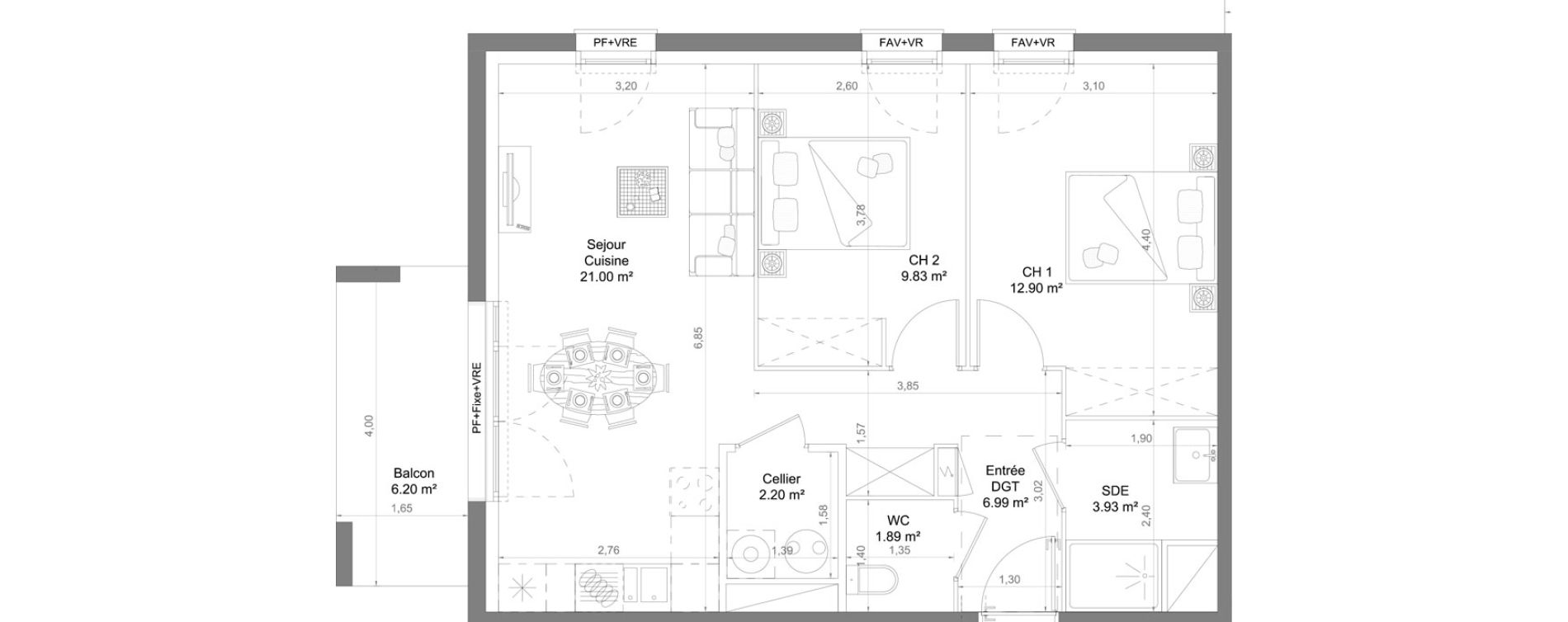 Appartement T3 de 58,74 m2 &agrave; Casteljaloux Centre