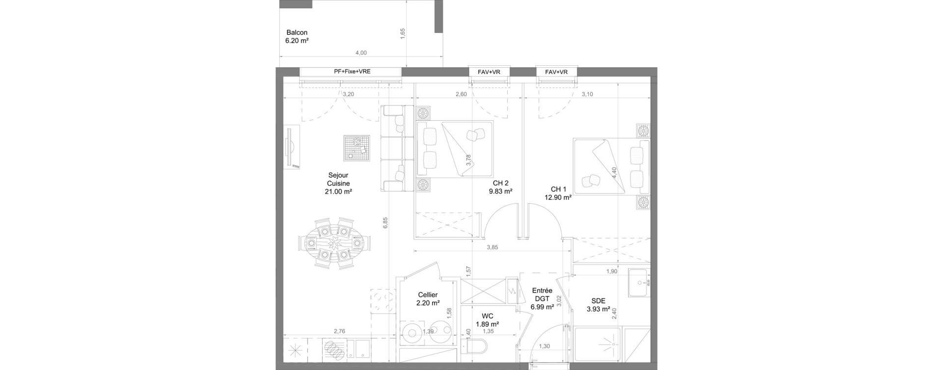 Appartement T3 de 58,74 m2 &agrave; Casteljaloux Centre