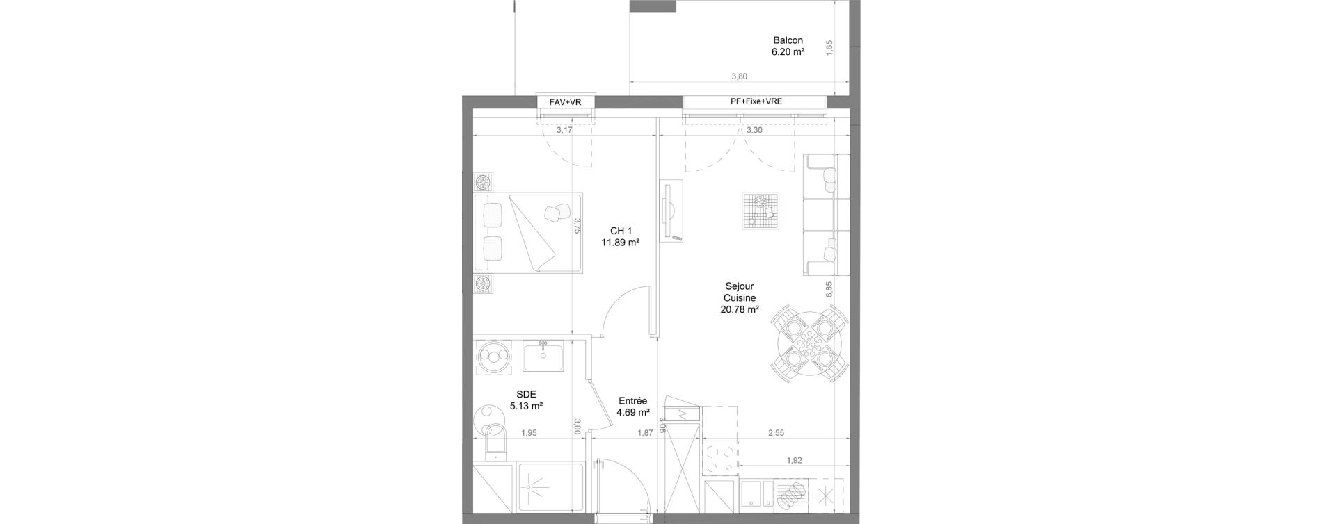 Appartement T2 de 42,49 m2 &agrave; Casteljaloux Centre