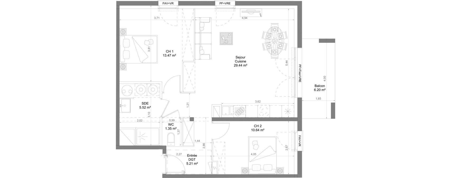 Appartement T3 de 65,63 m2 &agrave; Casteljaloux Centre