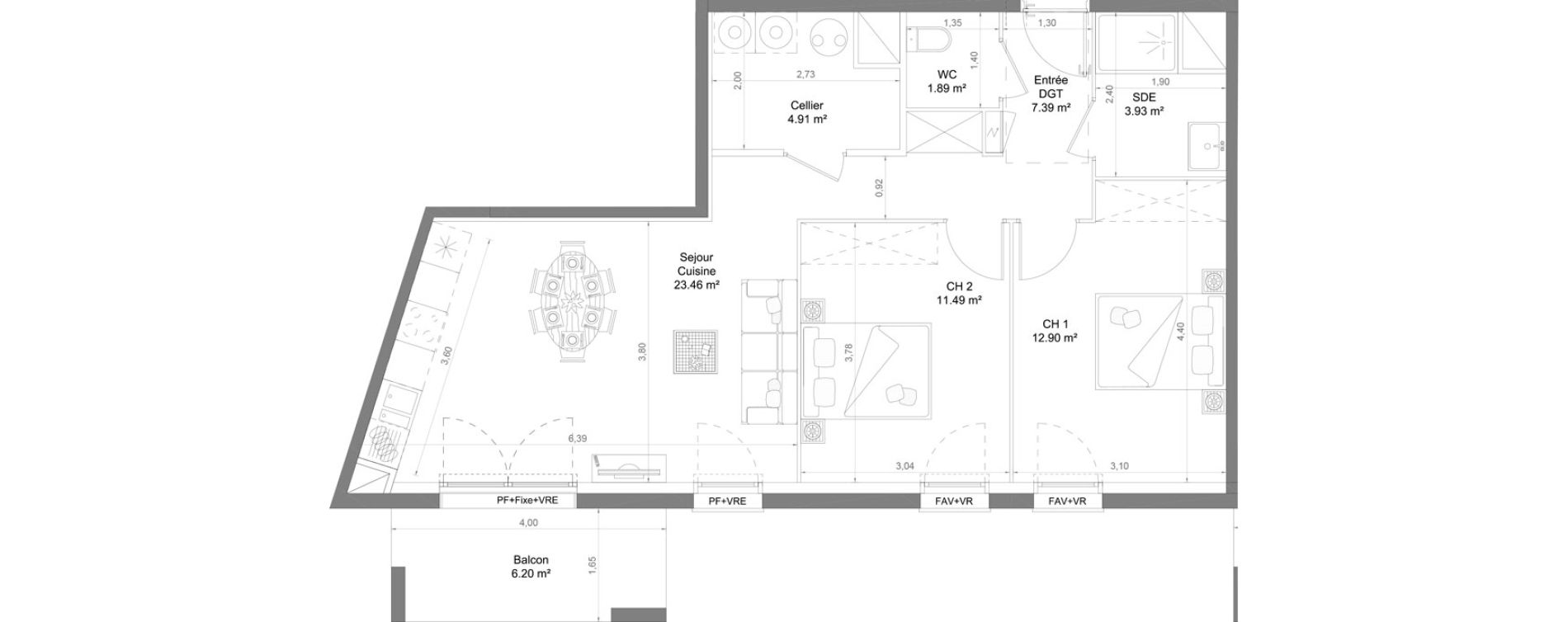 Appartement T3 de 65,97 m2 &agrave; Casteljaloux Centre