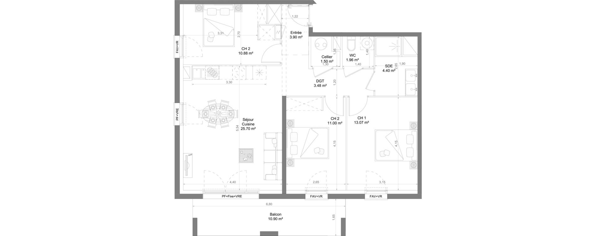 Appartement T4 de 75,89 m2 &agrave; Casteljaloux Centre
