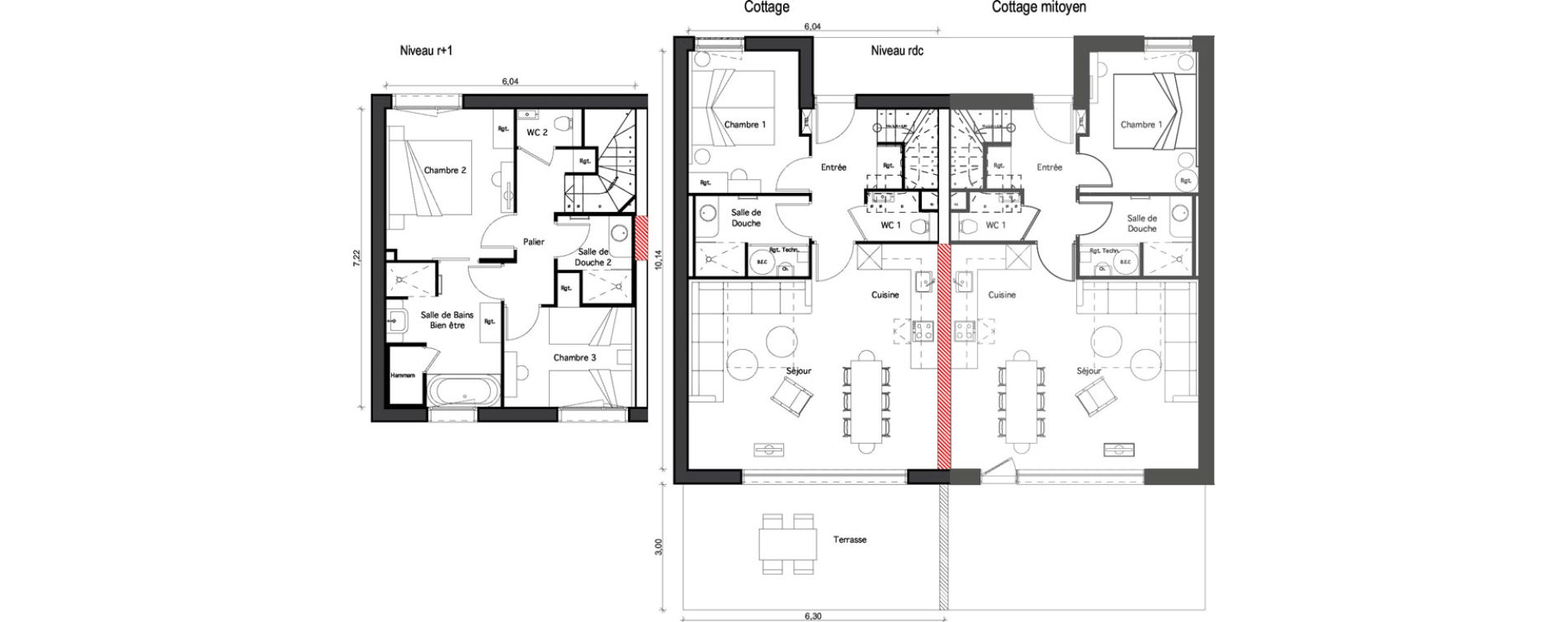 Duplex T4 de 89,07 m2 &agrave; Pind&egrave;res Centre