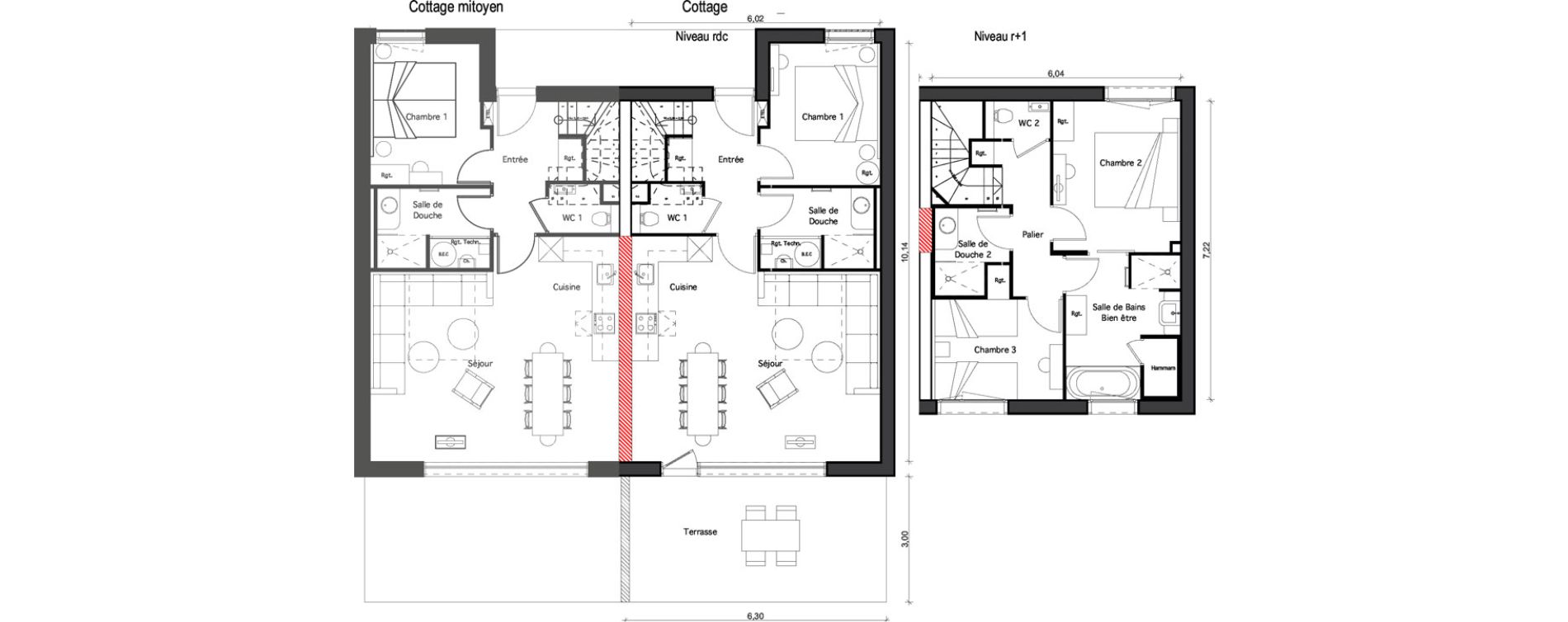 Duplex T4 de 89,07 m2 &agrave; Pind&egrave;res Centre