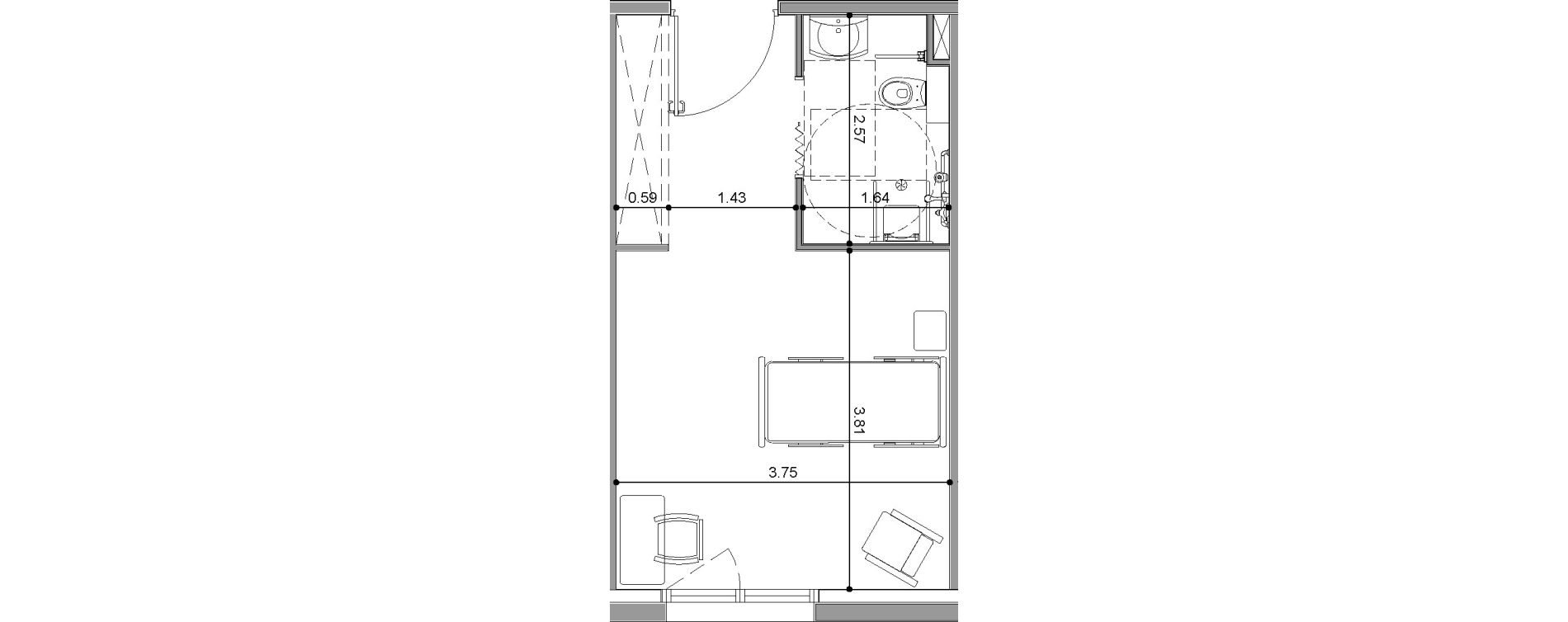 Chambre de 23,50 m2 &agrave; Tonneins Centre