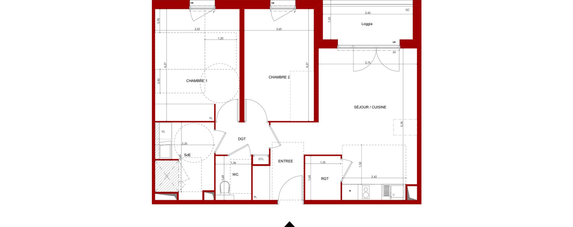 Appartement T3 meubl&eacute; de 63,48 m2 &agrave; Villeneuve-Sur-Lot Sainte-catherine