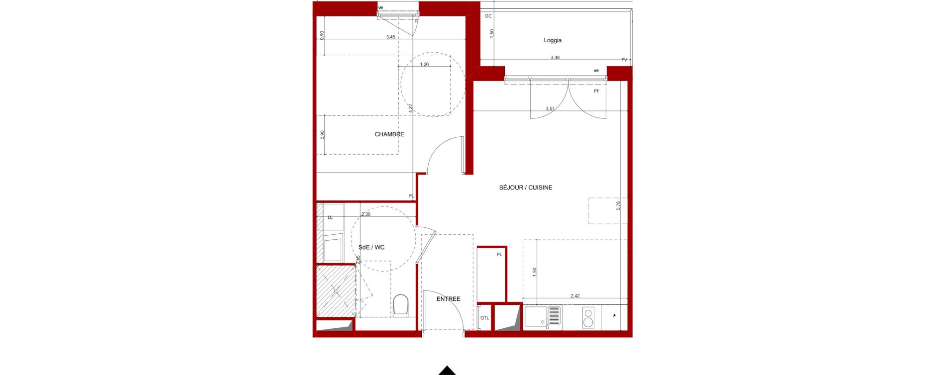 Appartement T2 meubl&eacute; de 44,91 m2 &agrave; Villeneuve-Sur-Lot Sainte-catherine