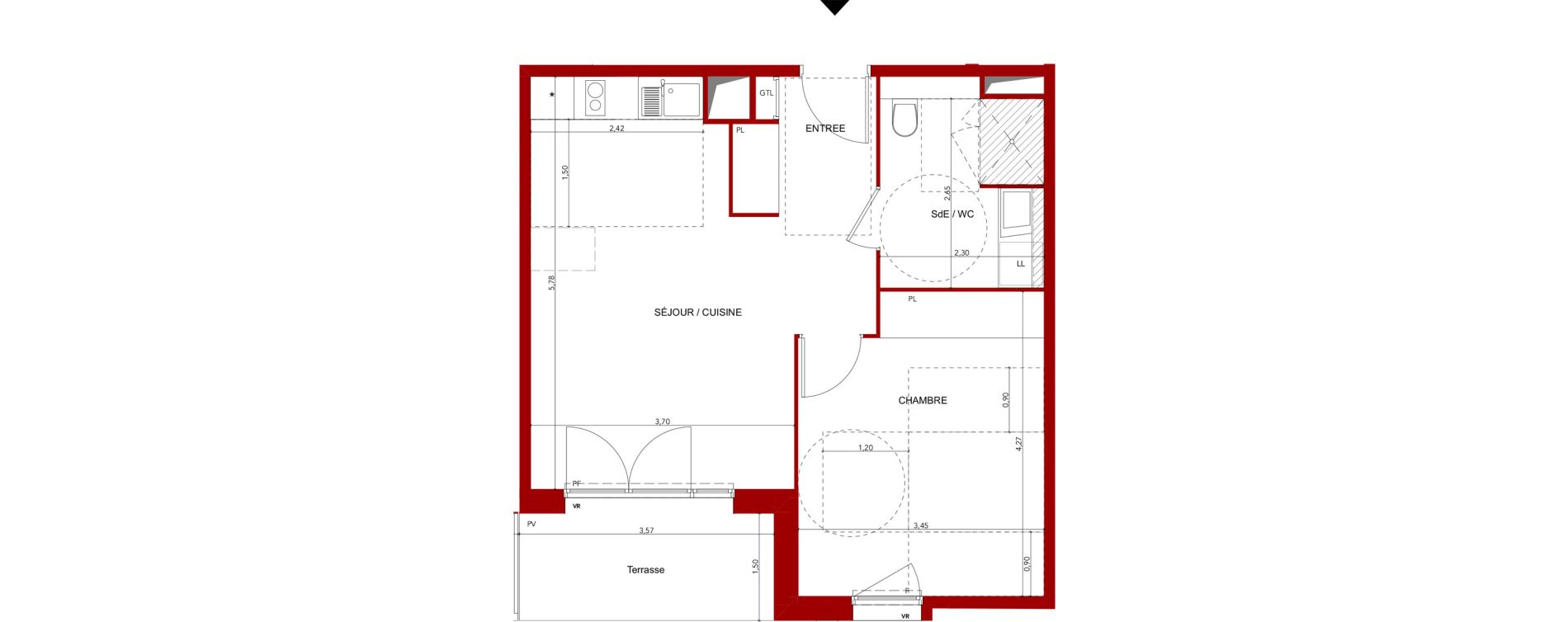 Appartement T2 meubl&eacute; de 45,15 m2 &agrave; Villeneuve-Sur-Lot Sainte-catherine