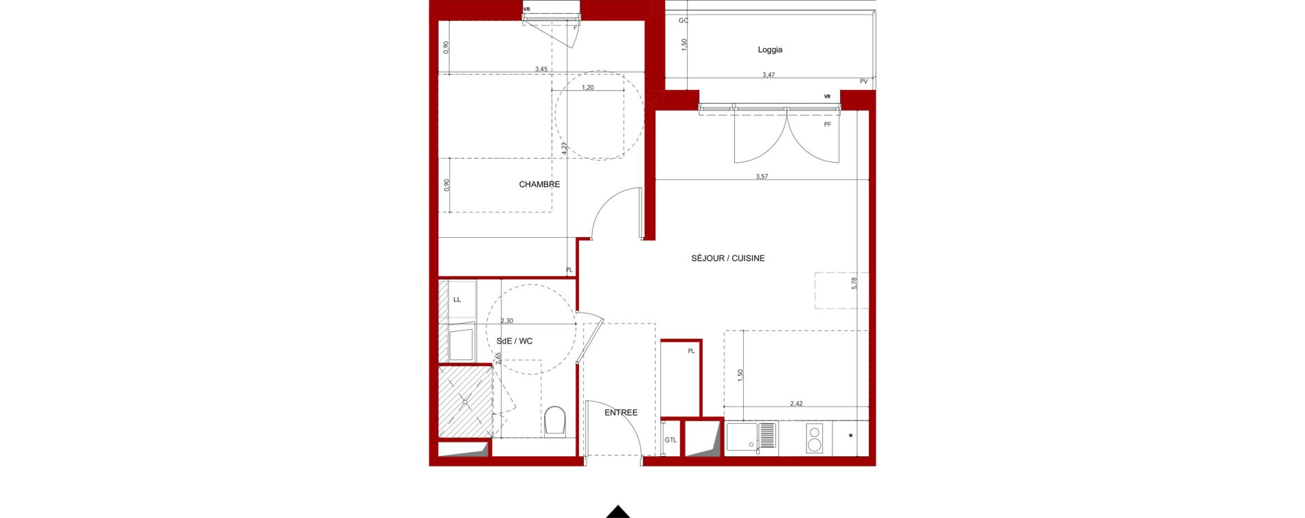 Appartement T2 meubl&eacute; de 44,92 m2 &agrave; Villeneuve-Sur-Lot Sainte-catherine
