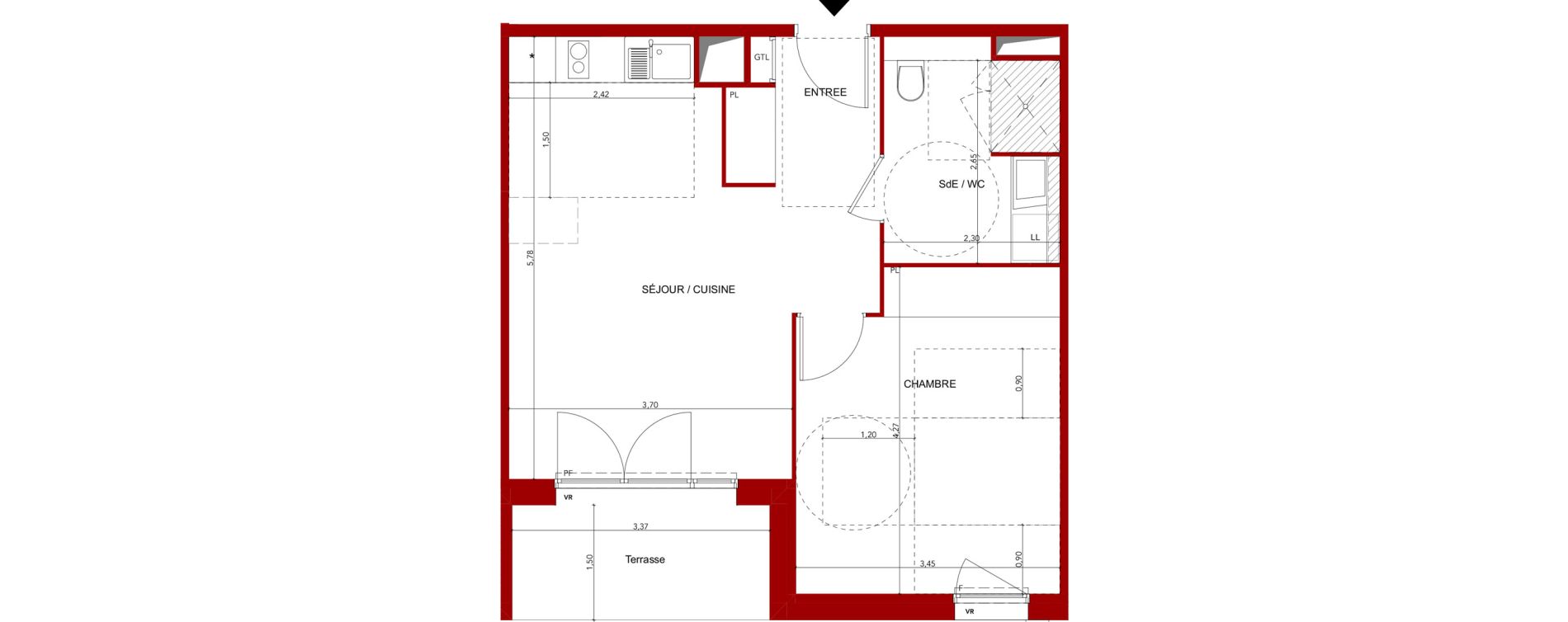 Appartement T2 meubl&eacute; de 45,19 m2 &agrave; Villeneuve-Sur-Lot Sainte-catherine