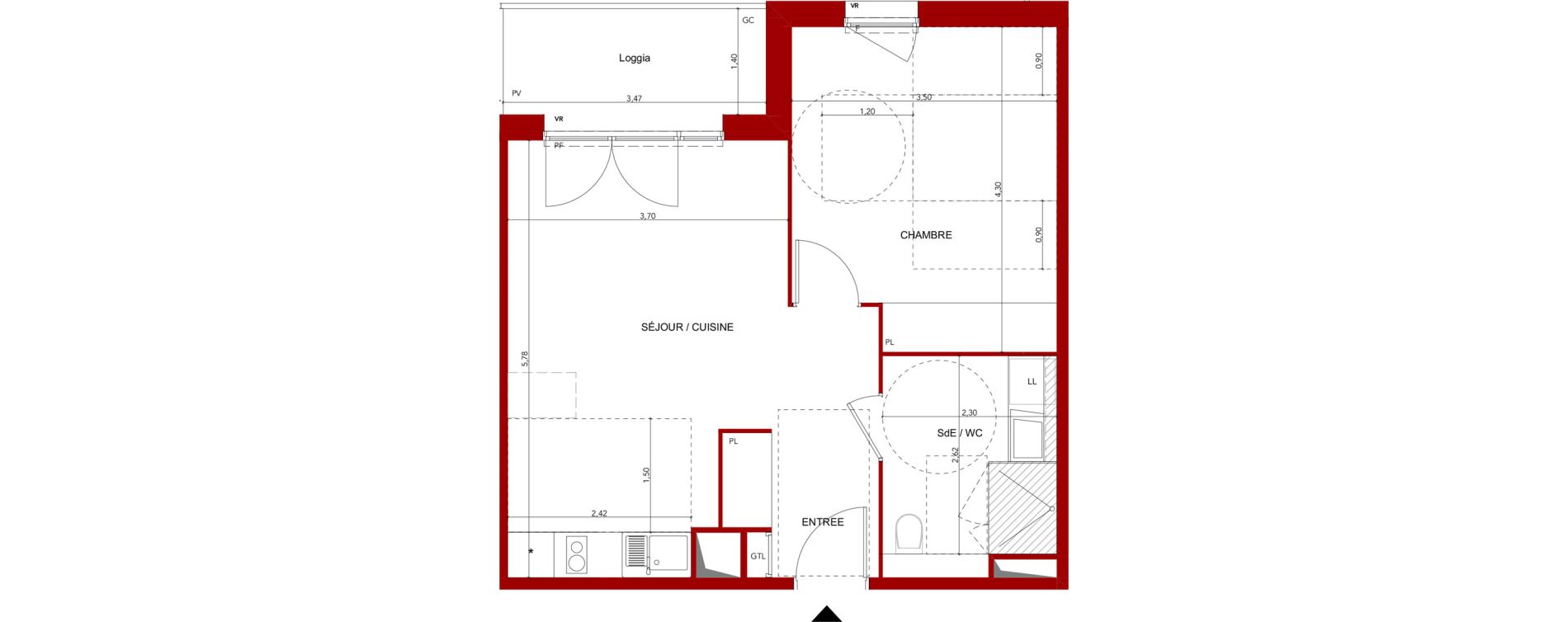Appartement T2 meubl&eacute; de 45,61 m2 &agrave; Villeneuve-Sur-Lot Sainte-catherine