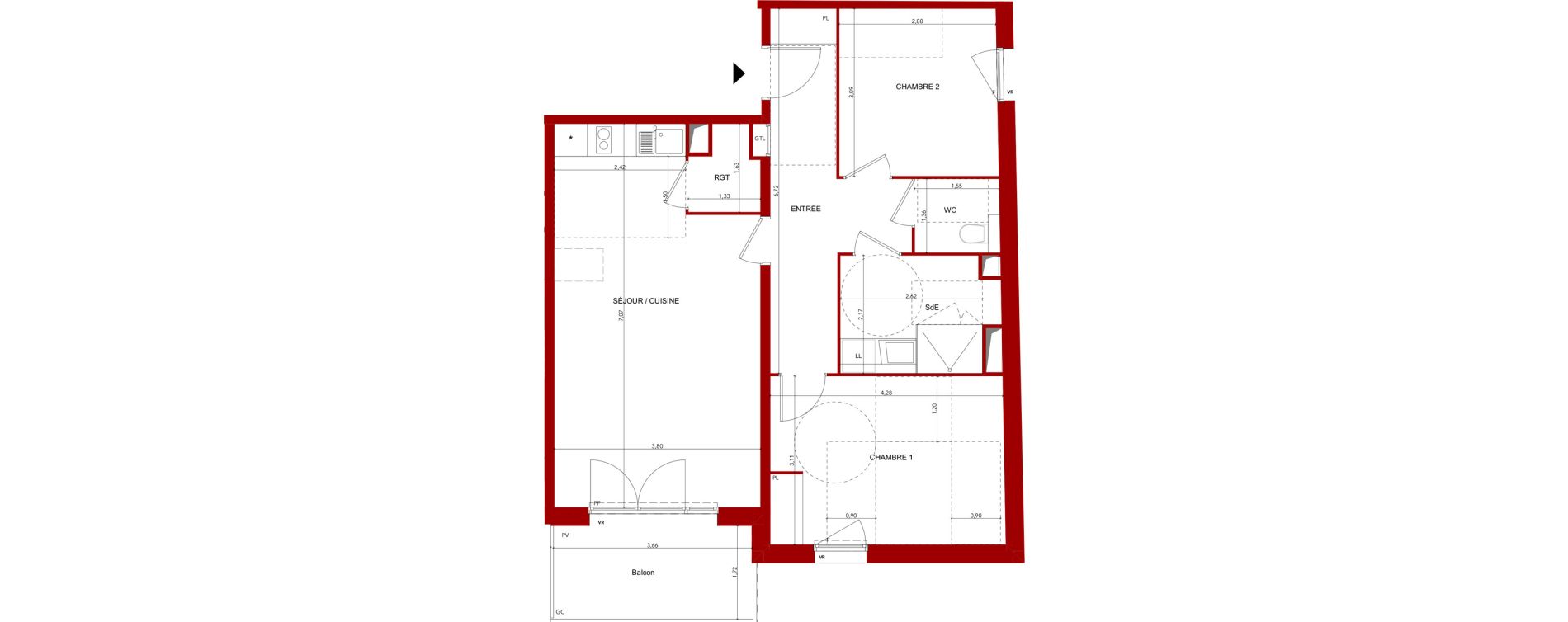 Appartement T3 meubl&eacute; de 67,00 m2 &agrave; Villeneuve-Sur-Lot Sainte-catherine