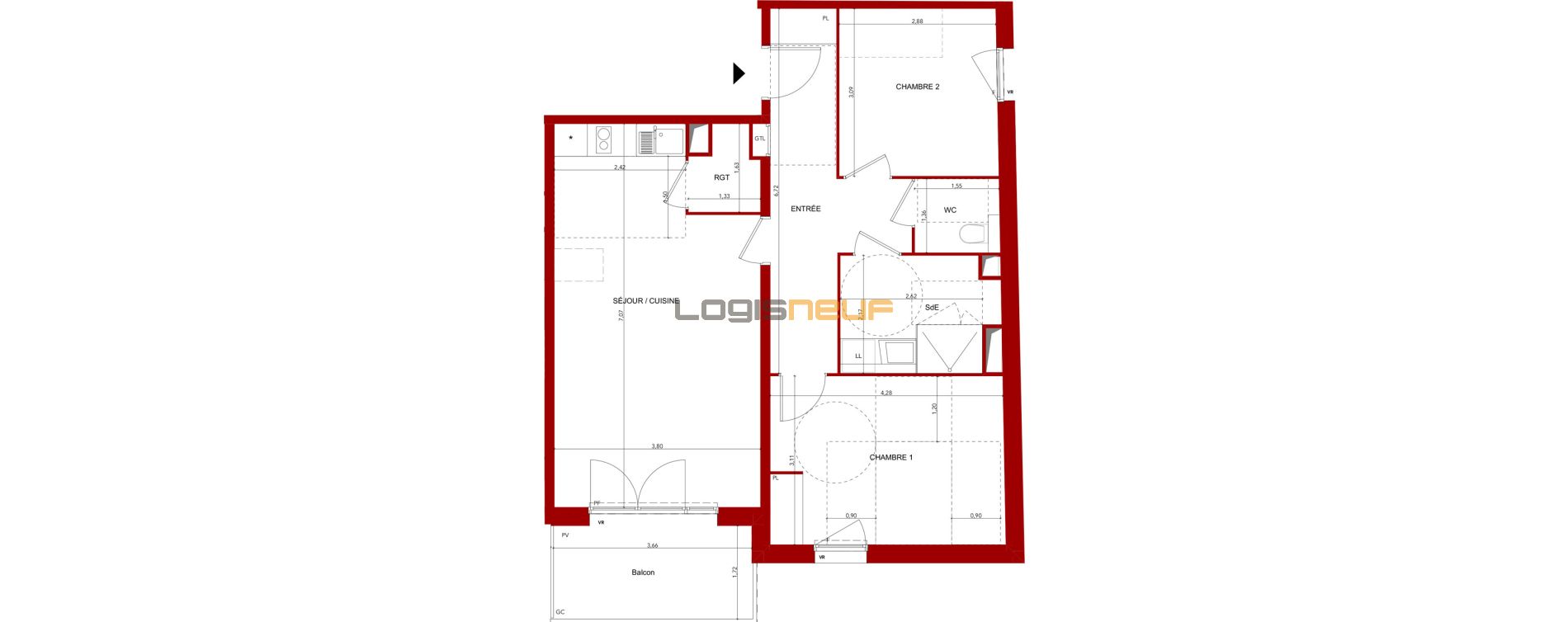 Plan Appartement T3 De 67 00 M Neuf Villeneuve sur Lot R sidence 