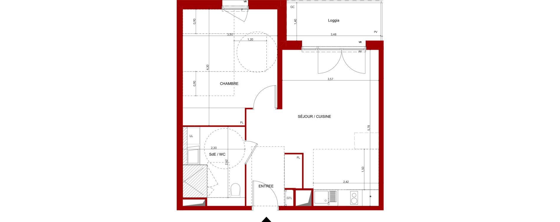 Appartement T2 meubl&eacute; de 45,33 m2 &agrave; Villeneuve-Sur-Lot Sainte-catherine