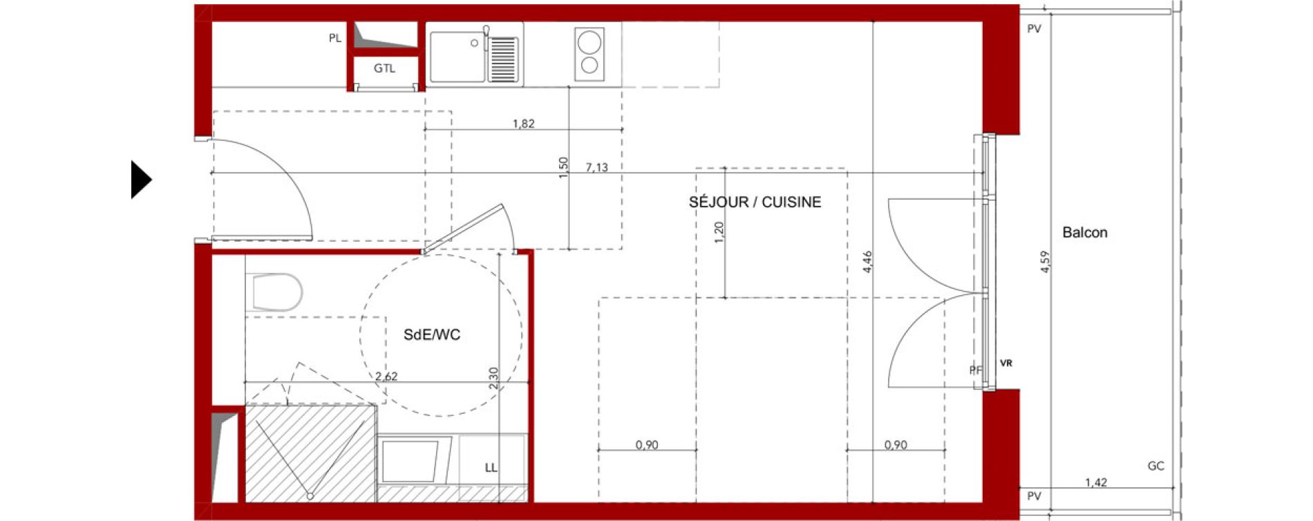 Appartement T1 meubl&eacute; de 30,81 m2 &agrave; Villeneuve-Sur-Lot Sainte-catherine