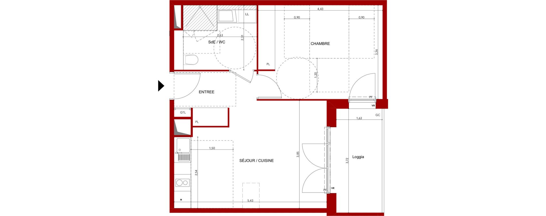 Appartement T2 meubl&eacute; de 44,54 m2 &agrave; Villeneuve-Sur-Lot Sainte-catherine