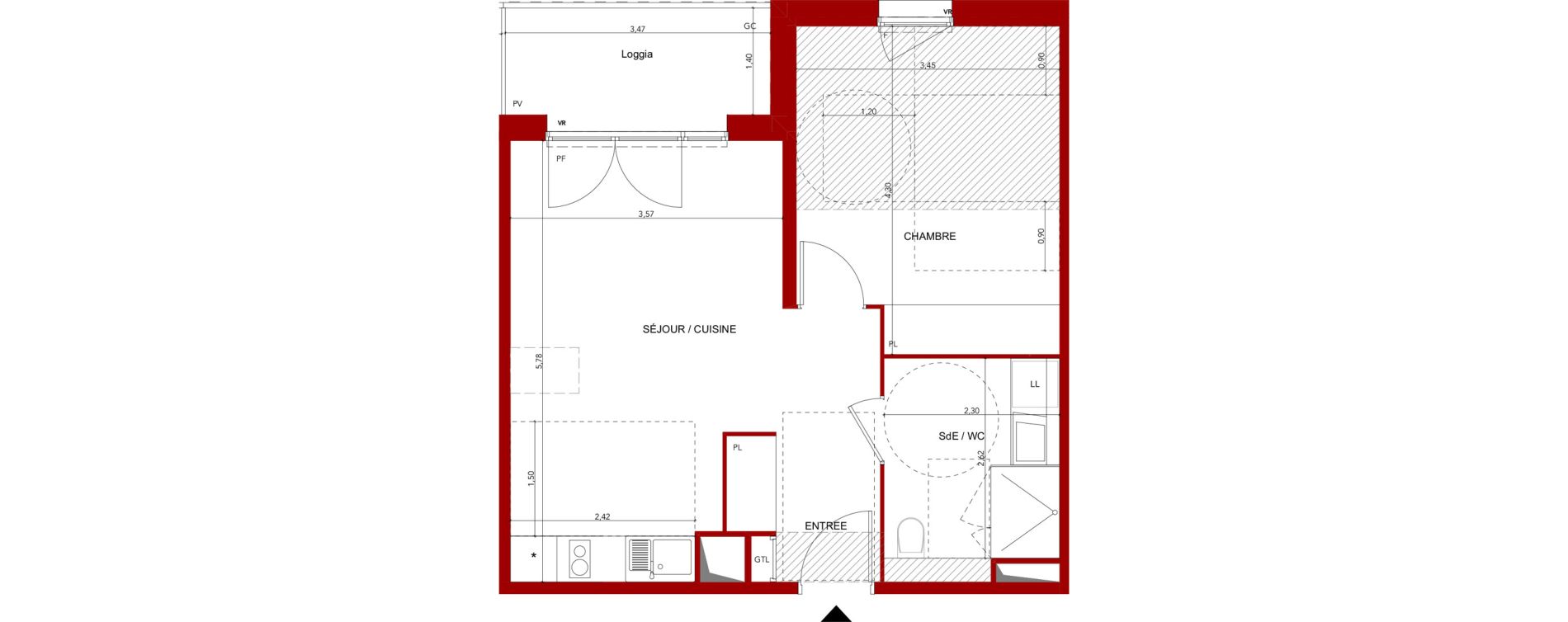 Appartement T2 meubl&eacute; de 44,96 m2 &agrave; Villeneuve-Sur-Lot Sainte-catherine