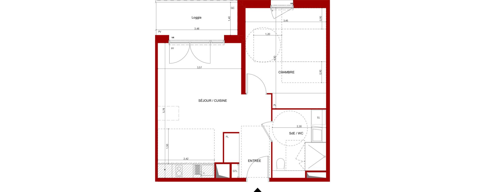 Appartement T2 meubl&eacute; de 48,43 m2 &agrave; Villeneuve-Sur-Lot Sainte-catherine