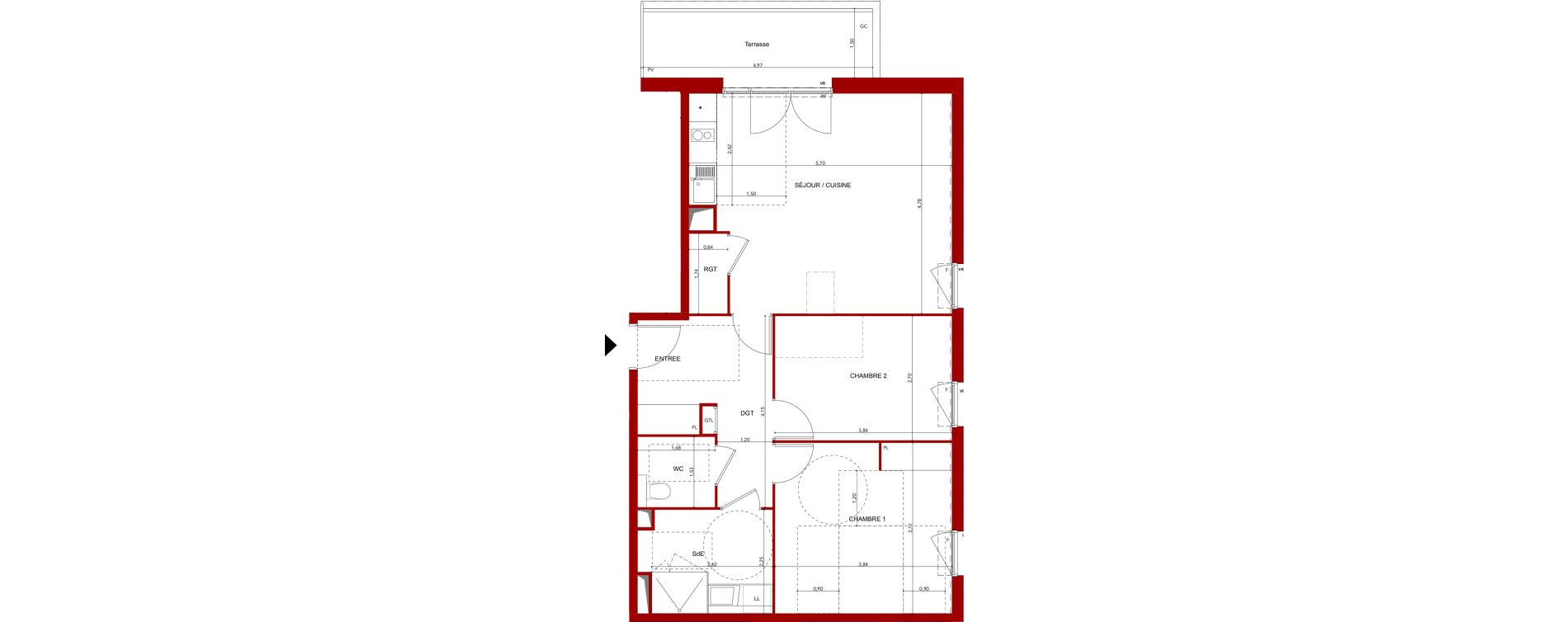 Appartement T3 meubl&eacute; de 67,40 m2 &agrave; Villeneuve-Sur-Lot Sainte-catherine