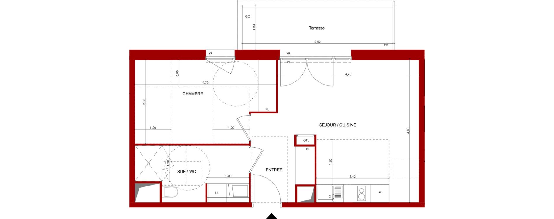 Appartement T2 meubl&eacute; de 43,08 m2 &agrave; Villeneuve-Sur-Lot Sainte-catherine