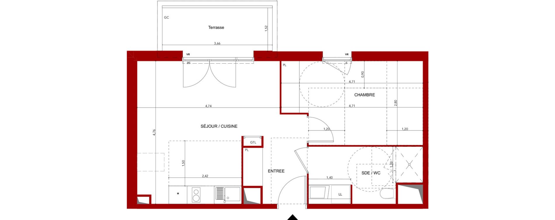 Appartement T2 meubl&eacute; de 43,15 m2 &agrave; Villeneuve-Sur-Lot Sainte-catherine