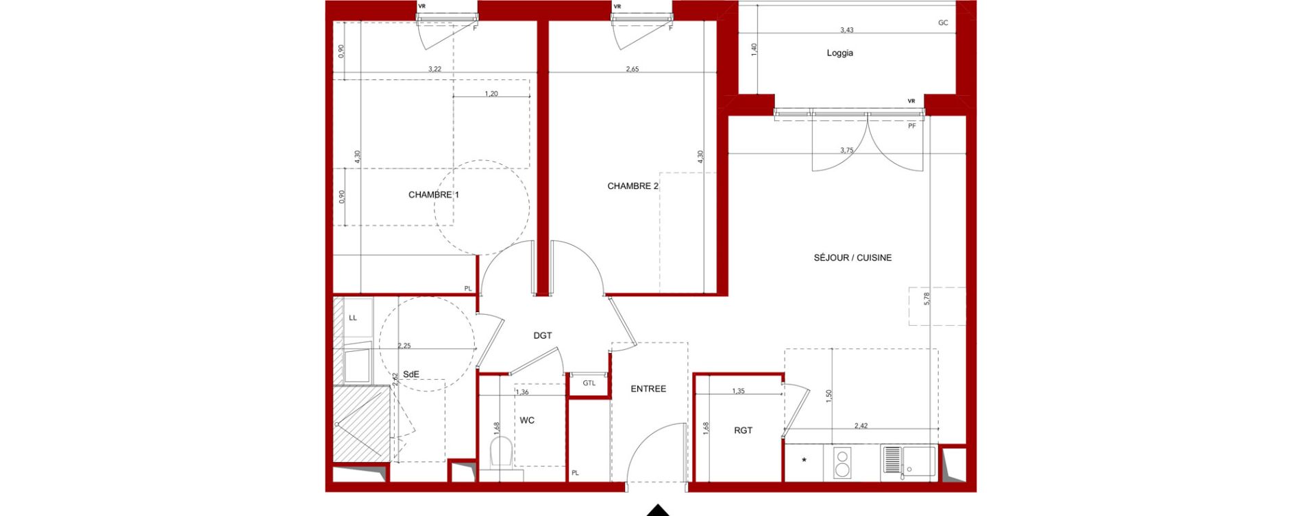 Appartement T3 meubl&eacute; de 63,55 m2 &agrave; Villeneuve-Sur-Lot Sainte-catherine