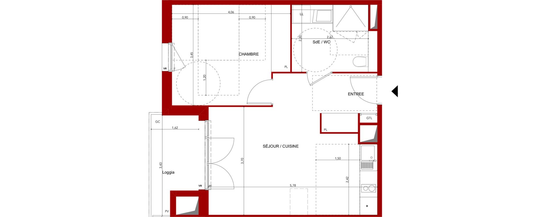 Appartement T2 meubl&eacute; de 44,40 m2 &agrave; Villeneuve-Sur-Lot Sainte-catherine