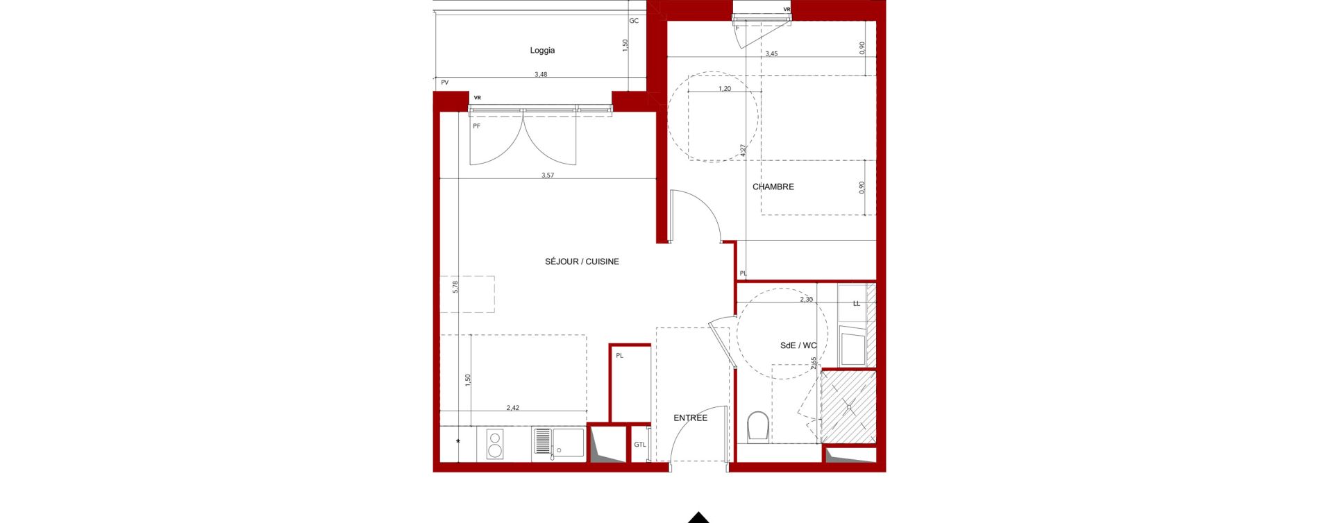 Appartement T2 meubl&eacute; de 44,90 m2 &agrave; Villeneuve-Sur-Lot Sainte-catherine