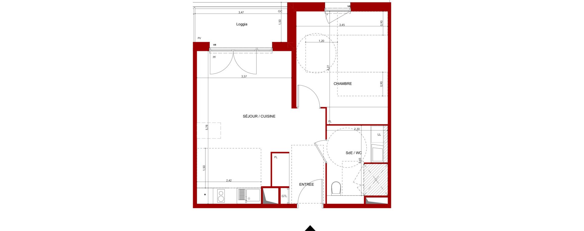 Appartement T2 meubl&eacute; de 44,90 m2 &agrave; Villeneuve-Sur-Lot Sainte-catherine