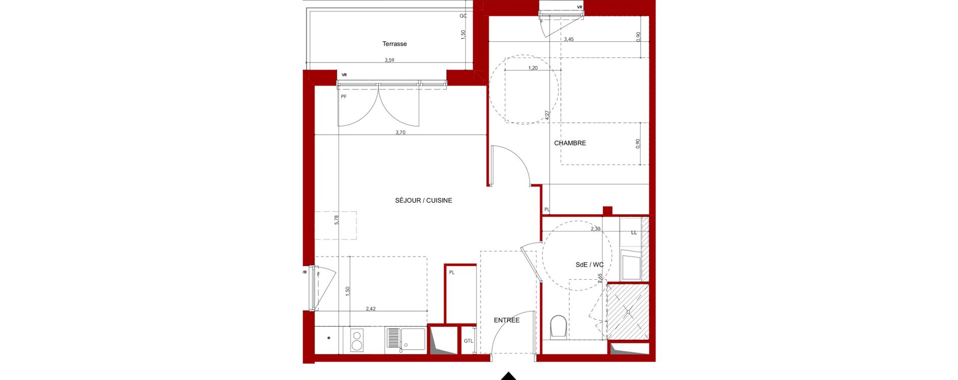 Appartement T2 meubl&eacute; de 45,20 m2 &agrave; Villeneuve-Sur-Lot Sainte-catherine
