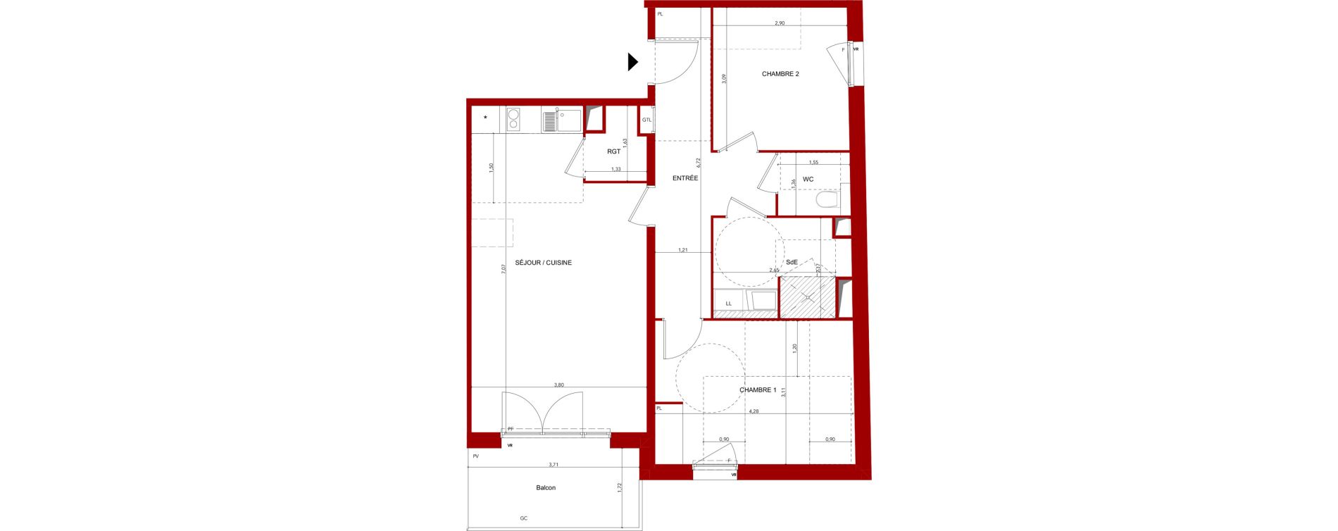 Appartement T3 meubl&eacute; de 66,91 m2 &agrave; Villeneuve-Sur-Lot Sainte-catherine