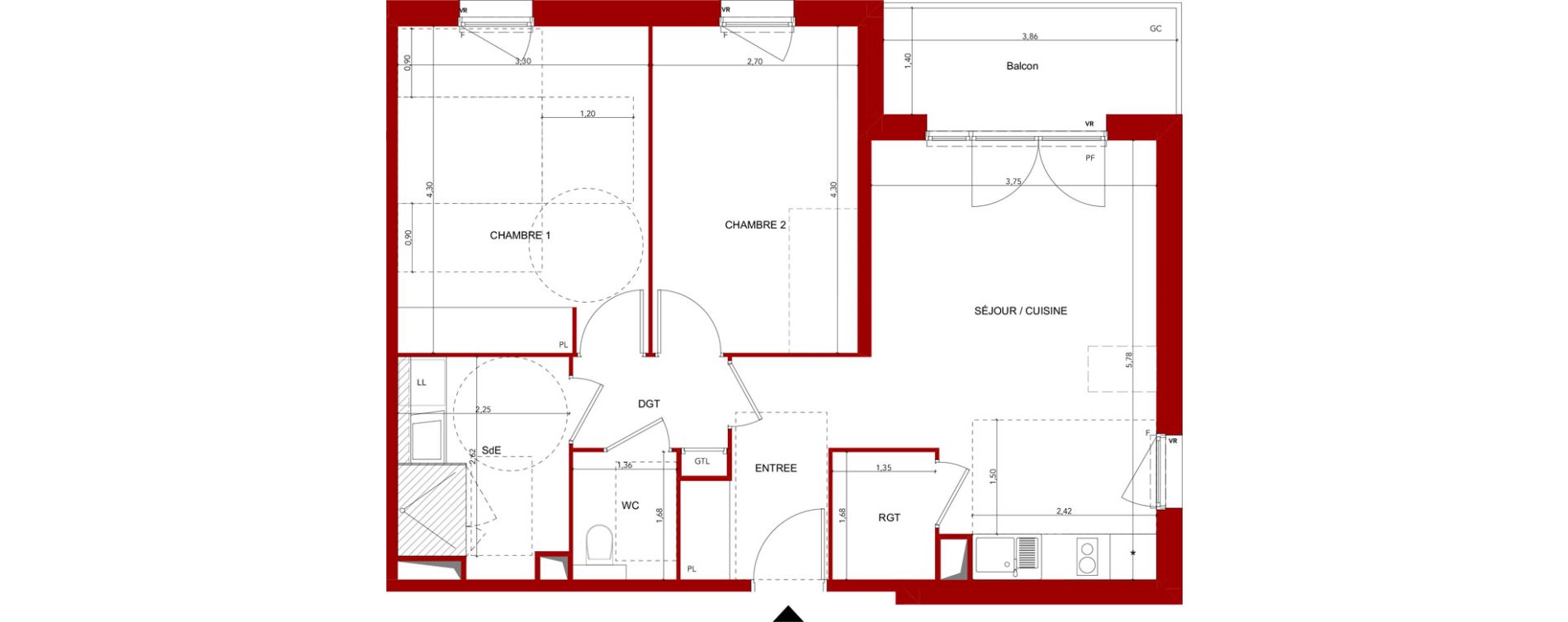 Appartement T3 meubl&eacute; de 64,13 m2 &agrave; Villeneuve-Sur-Lot Sainte-catherine