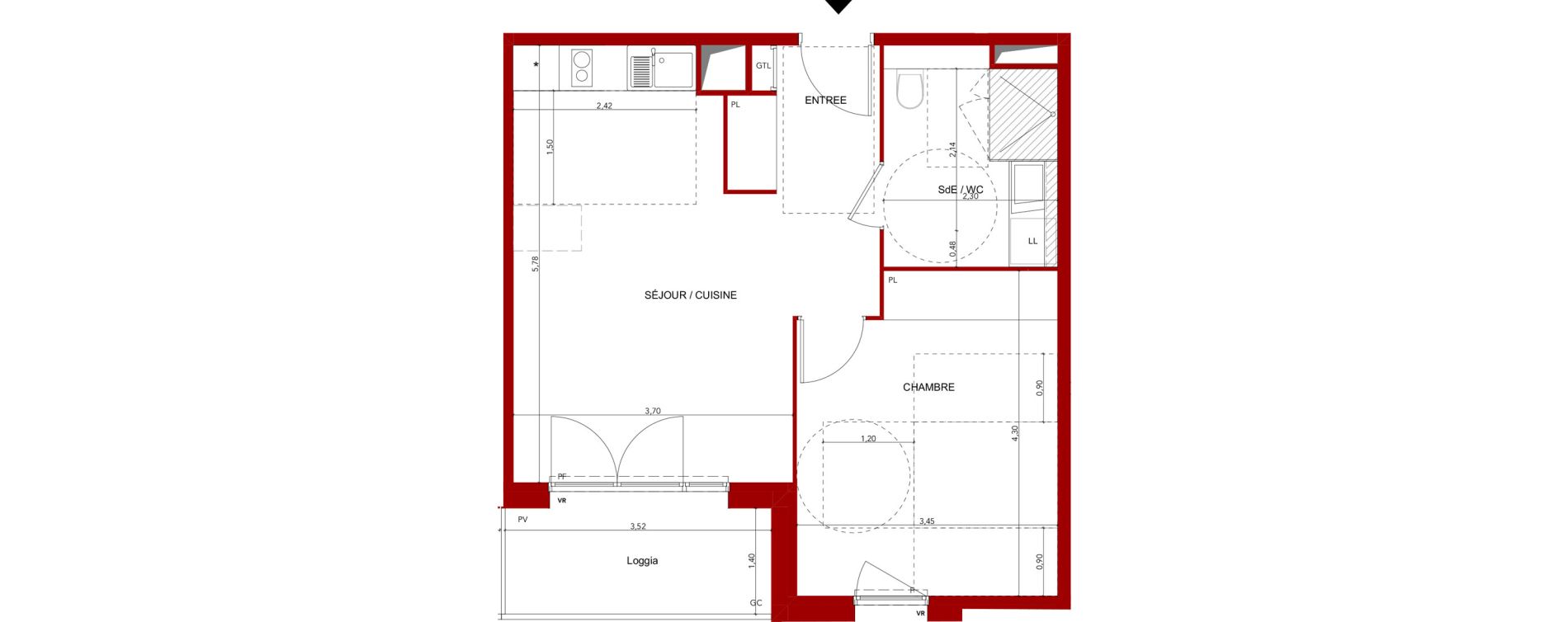 Appartement T2 meubl&eacute; de 45,21 m2 &agrave; Villeneuve-Sur-Lot Sainte-catherine