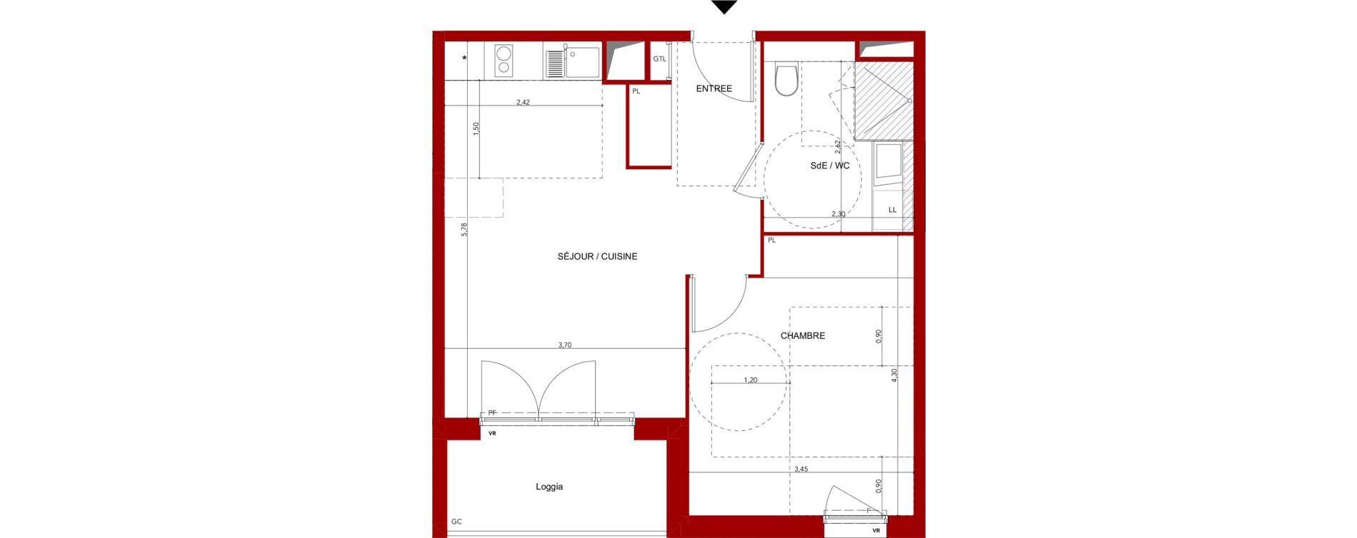 Appartement T2 meubl&eacute; de 45,25 m2 &agrave; Villeneuve-Sur-Lot Sainte-catherine