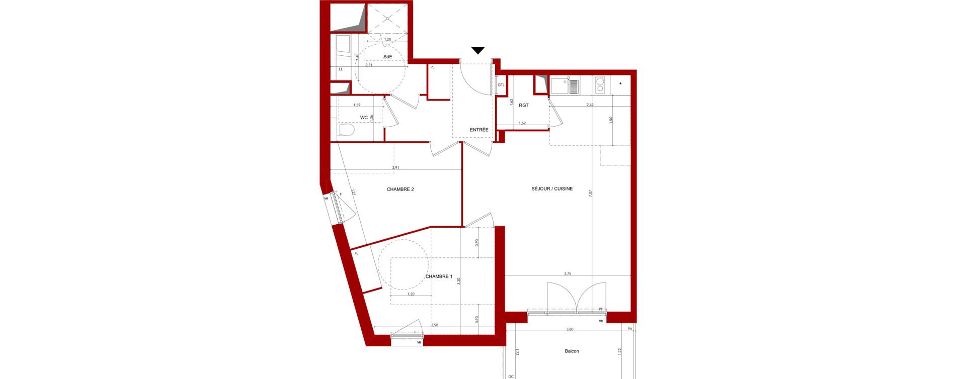 Appartement T3 meubl&eacute; de 65,73 m2 &agrave; Villeneuve-Sur-Lot Sainte-catherine