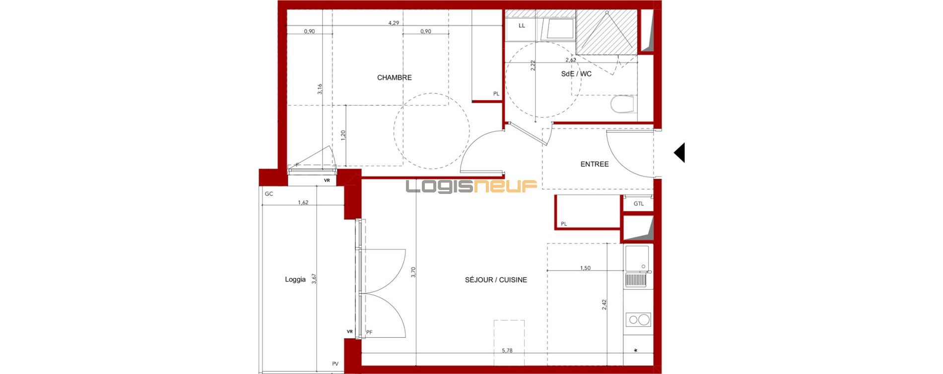Plan Appartement T2 De 44 M Villeneuve sur Lot R sidence Le 