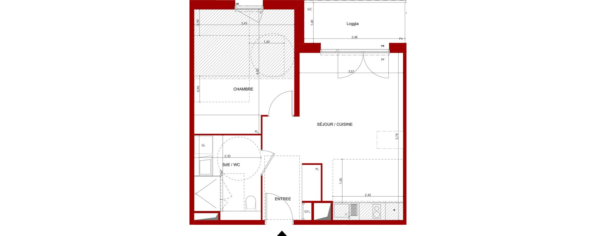 Appartement T2 meubl&eacute; de 44,96 m2 &agrave; Villeneuve-Sur-Lot Sainte-catherine
