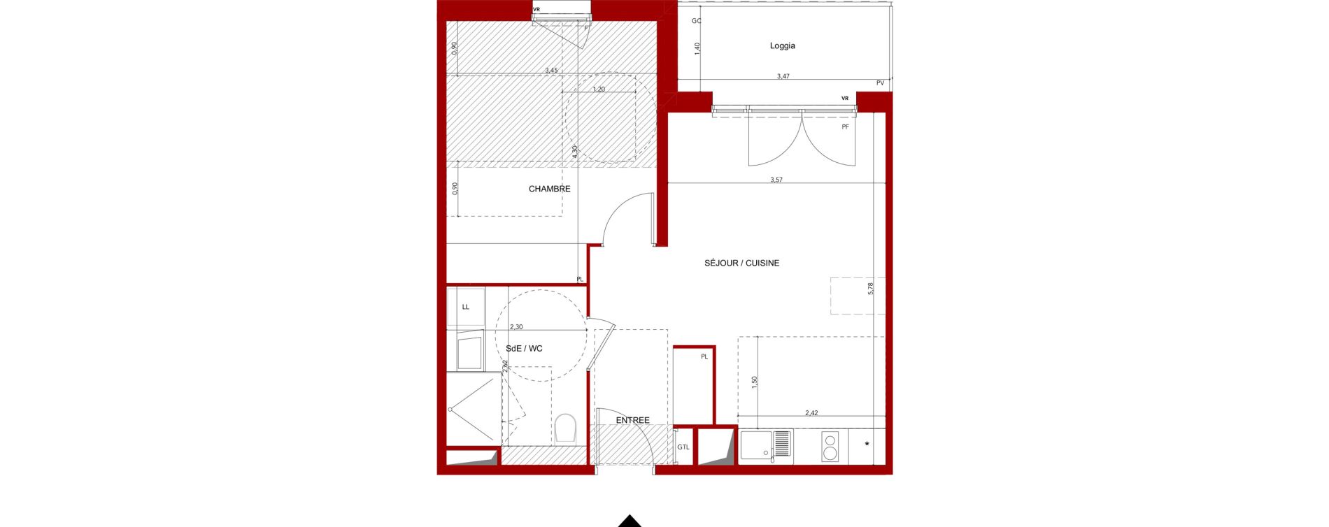 Appartement T2 meubl&eacute; de 44,96 m2 &agrave; Villeneuve-Sur-Lot Sainte-catherine