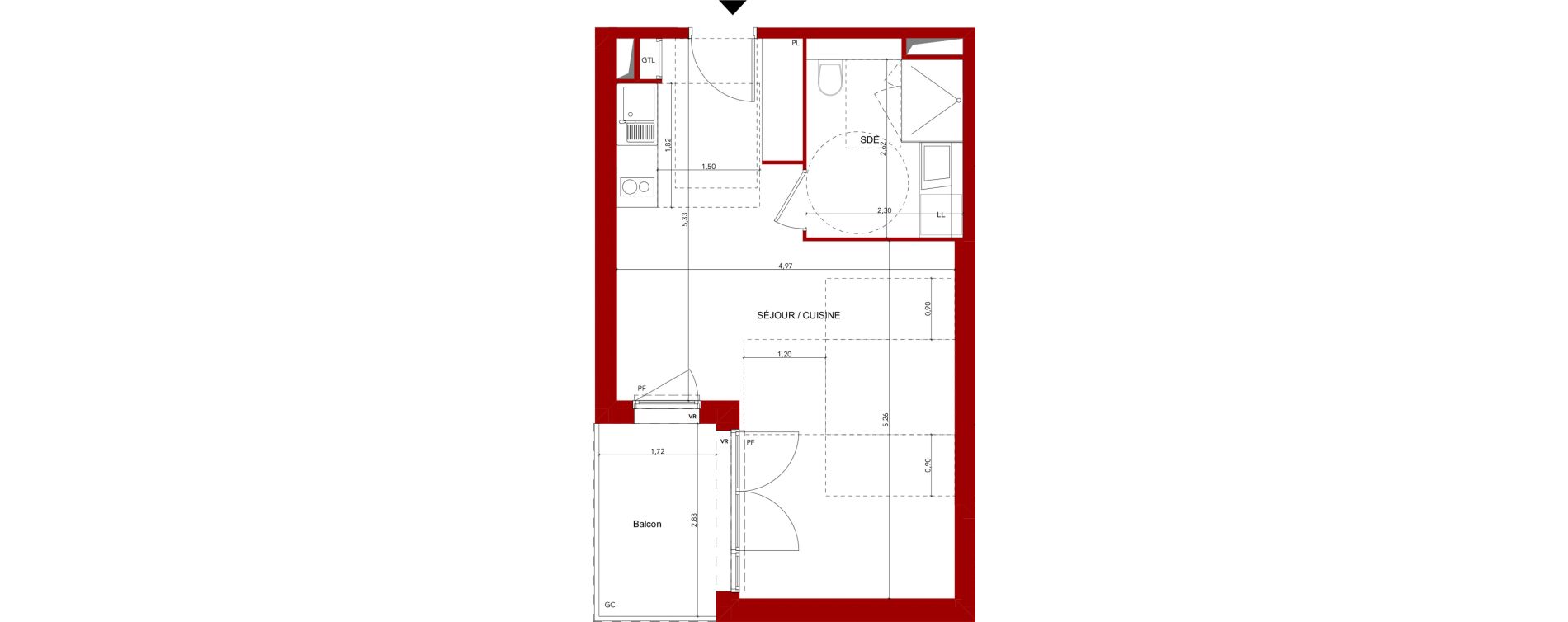Appartement T1 meubl&eacute; de 35,01 m2 &agrave; Villeneuve-Sur-Lot Sainte-catherine