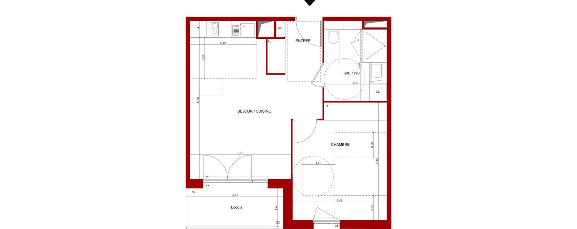 Appartement T2 meubl&eacute; de 45,21 m2 &agrave; Villeneuve-Sur-Lot Sainte-catherine