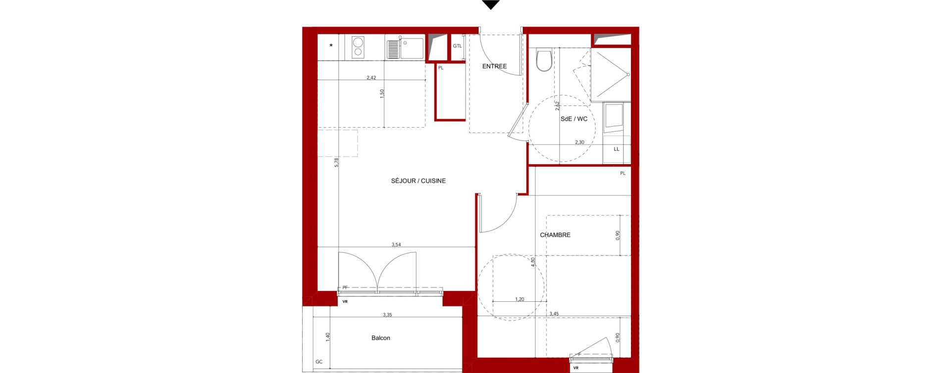 Appartement T2 meubl&eacute; de 44,43 m2 &agrave; Villeneuve-Sur-Lot Sainte-catherine