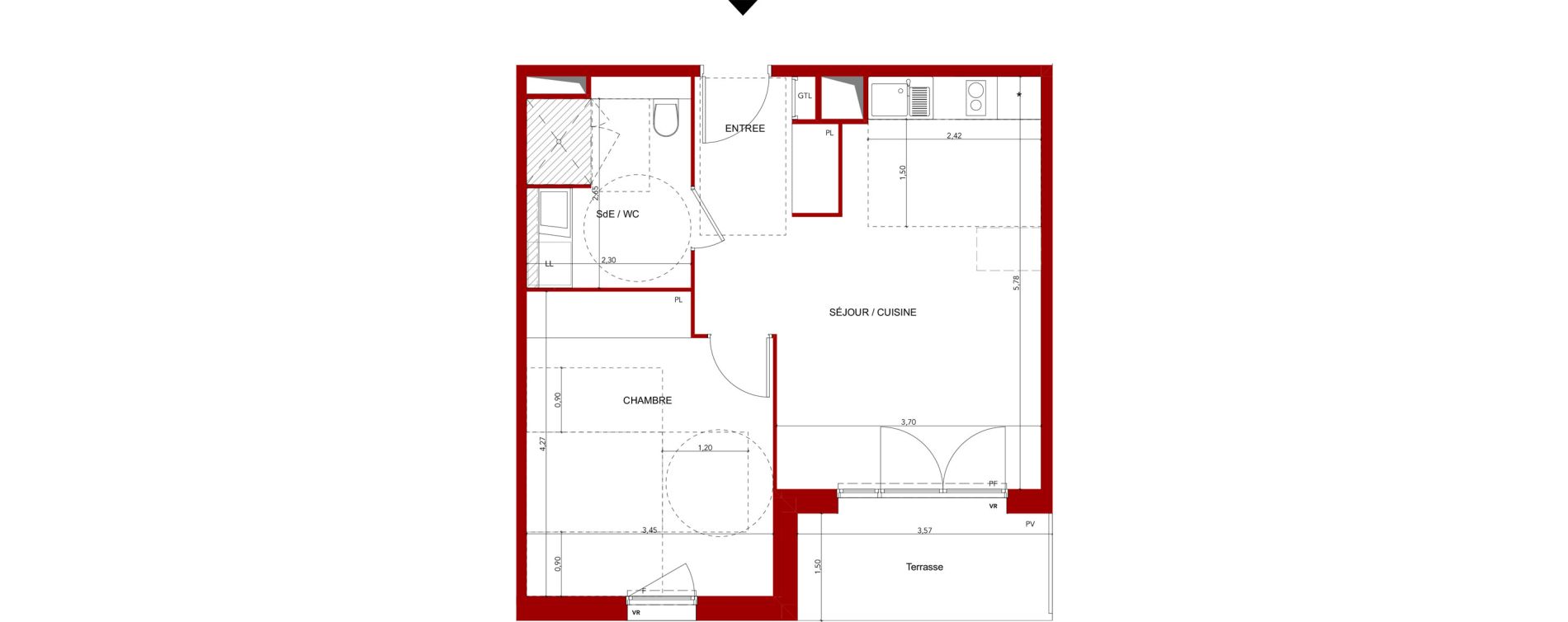 Appartement T2 meubl&eacute; de 45,19 m2 &agrave; Villeneuve-Sur-Lot Sainte-catherine