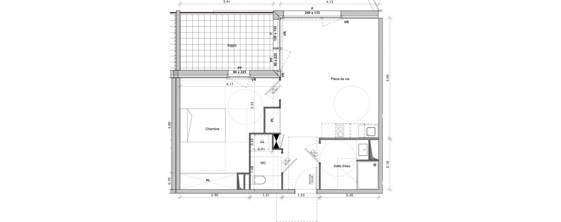 Appartement T2 meubl&eacute; de 48,60 m2 &agrave; Villeneuve-Sur-Lot Centre