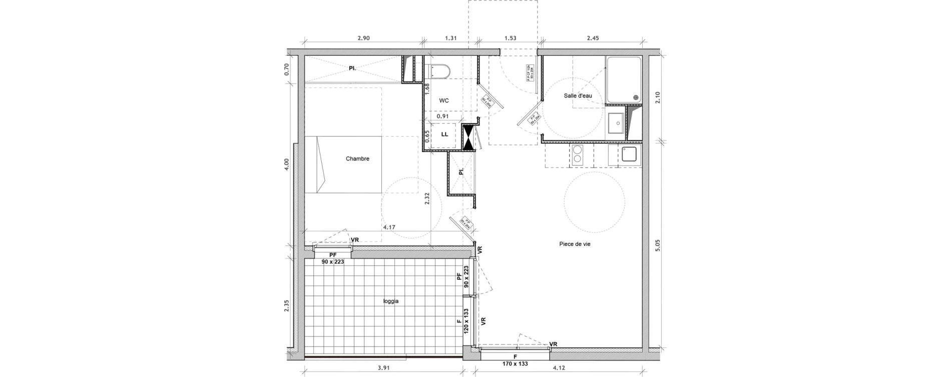 Appartement T2 meubl&eacute; de 48,60 m2 &agrave; Villeneuve-Sur-Lot Centre