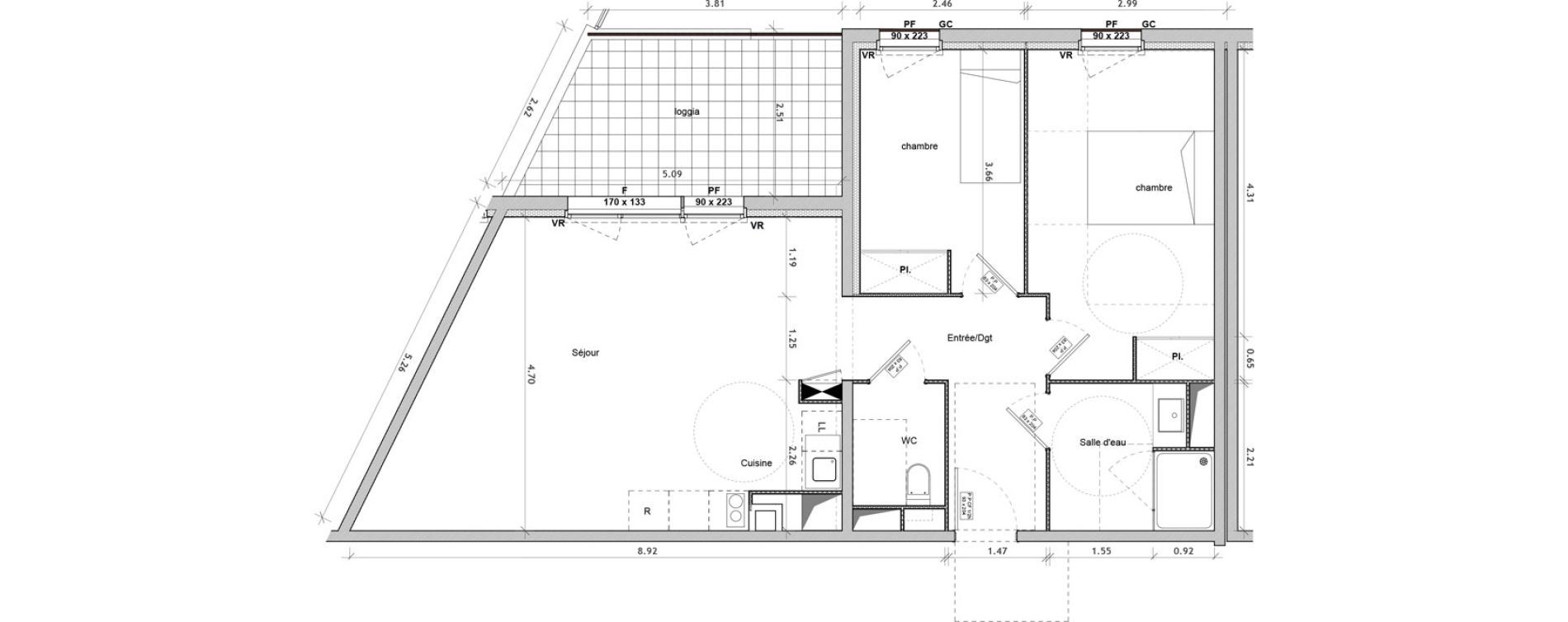 Appartement T3 meubl&eacute; de 65,90 m2 &agrave; Villeneuve-Sur-Lot Centre