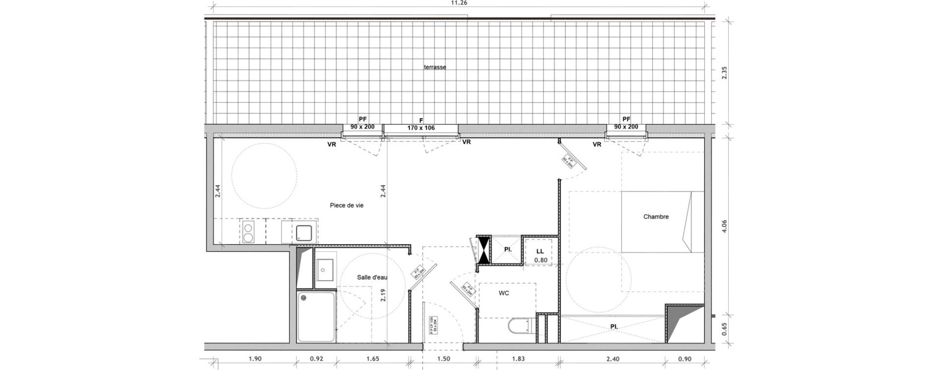 Appartement T2 meubl&eacute; de 46,70 m2 &agrave; Villeneuve-Sur-Lot Centre