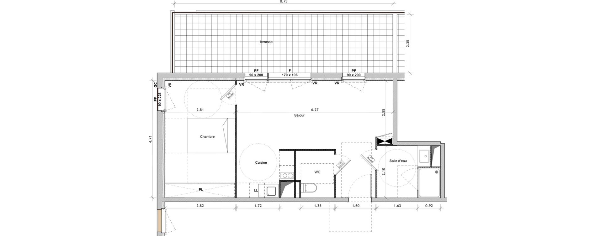 Appartement T2 meubl&eacute; de 45,80 m2 &agrave; Villeneuve-Sur-Lot Centre