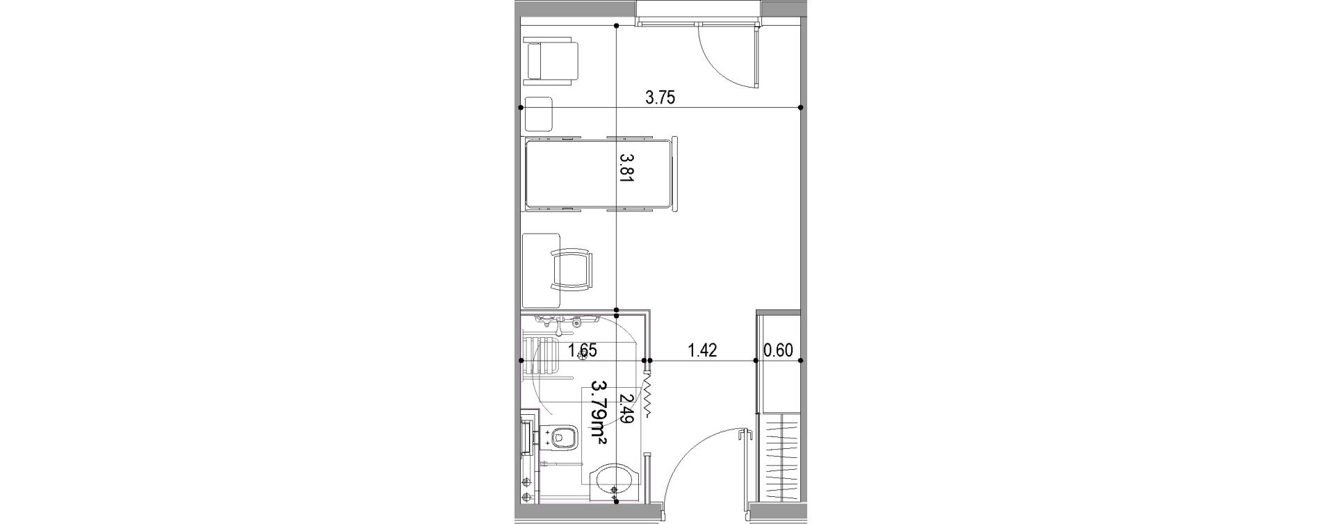 Chambre de 23,28 m2 &agrave; Villeneuve-Sur-Lot Centre