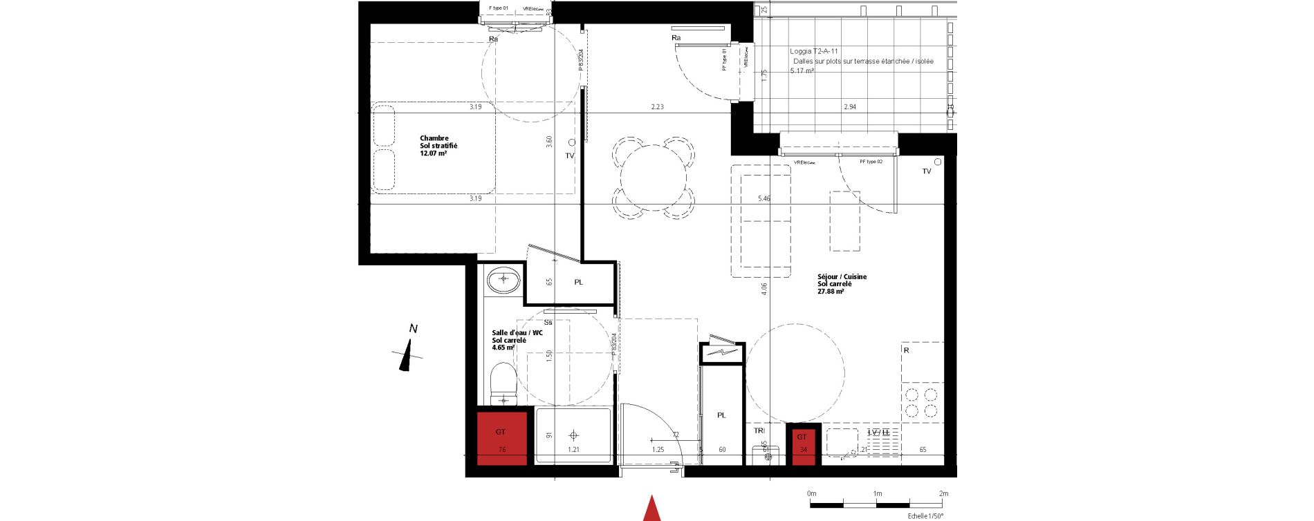 Appartement T2 de 44,60 m2 &agrave; Anglet Larochefoucauld